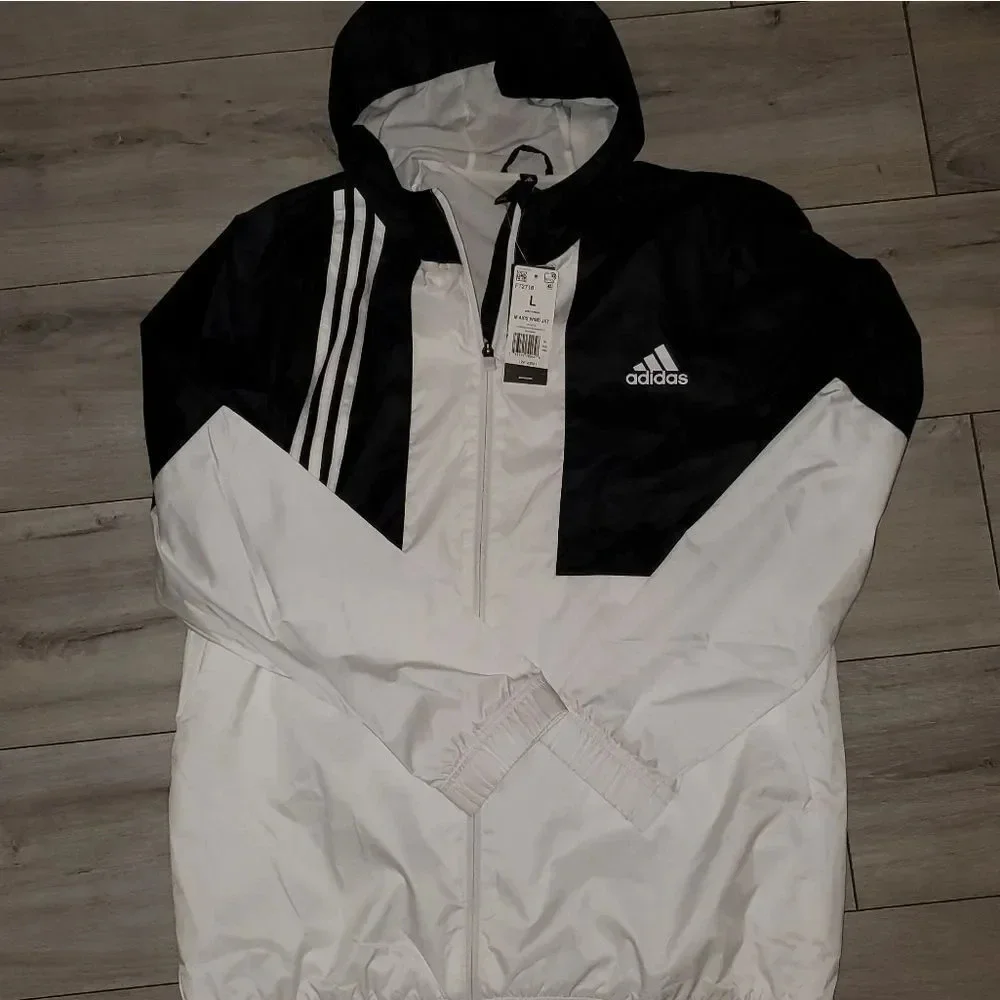 Adidas Men's Black & white Windbreaker Size Large